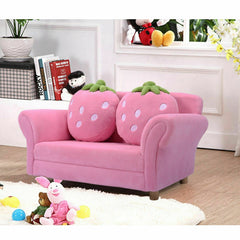Kids Strawberry Armrest Chair Sofa with 2 Cute Strawberry Pillows