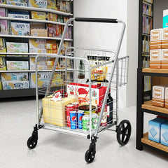 Heavy Duty Folding Utility Shopping Double Cart