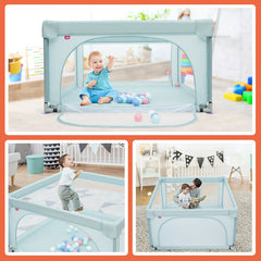 47 x 47 Inch Baby Playpen with 50 Ocean Balls for Baby Infant