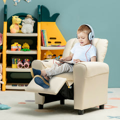 Children's PU Leather Recliner Chair with Front Footrest