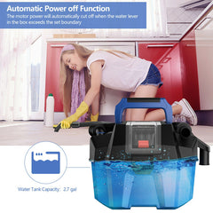 18V Wet Dry Vacuum 2.7 Gal 4 Peak HP Cordless Shop Vac 2.0 AH Battery