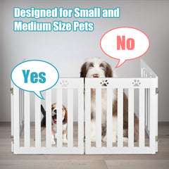 24 Inch Folding Wooden Freestanding Pet Gate Dog Gate with 360° Hinge