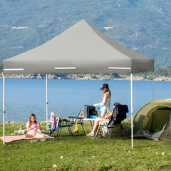 10 x 10 Feet Pop-up Gazebo with 5 Removable Zippered Sidewalls and Extended Awning