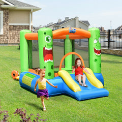 Inflatable Castle Bounce House Jumper Playhouse with Slider for Kids