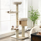4-Layer 68.5-Inch Wooden Cat Tree Condo Activity Tower with Sisal Posts