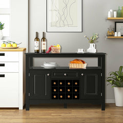 Elegant Classical Multifunctional Wooden Wine Cabinet Table for Kitchen Dining