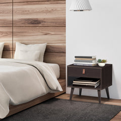 Mid-Century Style Nightstand with Drawer Storage Shelf