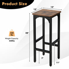 28 Inch 2 Pieces Dining Bar Chair Set with Footrest and Adjustable Pads