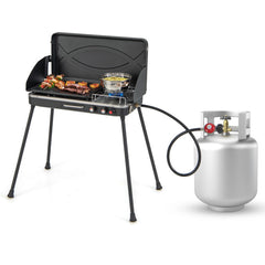 2-in-1 Gas Camping Grill and Stove with 4 Detachable Legs