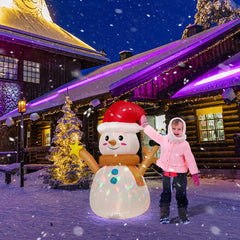 4 Feet Inflatable Christmas Snowman with 360° Rotating Colorful LED Light