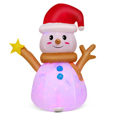4 Feet Inflatable Christmas Snowman with 360° Rotating Colorful LED Light