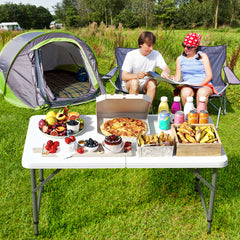 4 Feet Portable Camping Table with HDPE Tabletop and Metal Legs