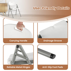 4 Pack Folding Stackable Chairs with Metal Frame and Carrying Handle