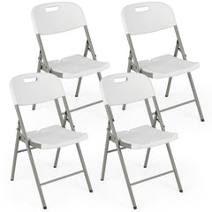 4 Pack Folding Stackable Chairs with Metal Frame and Carrying Handle