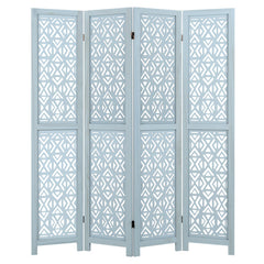 4/6 Panel Wooden Room Divider with Carved Cutout Pattern and Solid Wood Frame