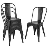 18 Inch Set of 4 Metal Dining Chair with Stackable Design