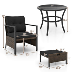 4 Piece Outdoor Furniture Set with Glass Topped Coffee Table