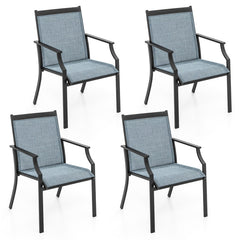 4 Piece Patio Dining Chairs Large Outdoor Chairs with Breathable Seat and Metal Frame