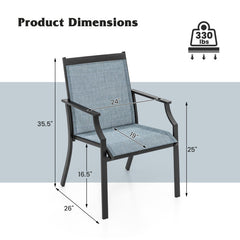 4 Piece Patio Dining Chairs Large Outdoor Chairs with Breathable Seat and Metal Frame