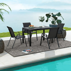 4 Piece Patio Rattan Dining Chairs with Wicker Woven Seat and Back for Backyard Front Porch