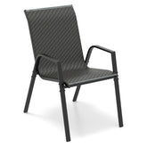 4 Piece Patio Rattan Dining Chairs with Wicker Woven Seat and Back for Backyard Front Porch