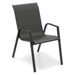 4 Piece Patio Rattan Dining Chairs with Wicker Woven Seat and Back for Backyard Front Porch