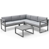 4 Pieces Aluminum Patio Furniture Set with Thick Seat and Back Cushions