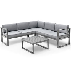 4 Pieces Aluminum Patio Furniture Set with Thick Seat and Back Cushions