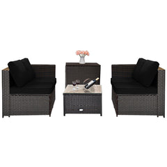 4 Pieces Outdoor Patio Rattan Furniture Set with Loveseat and Storage Box