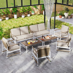 4 Pieces Patio Furniture Set with Thick Cushions and a Coffee Table