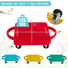 4 Pieces Kids Sitting Scooter Set with Handles and Non-marring Universal Casters