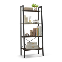 4-Tier Bookshelf with Metal Frame and Adjustable Foot Pads