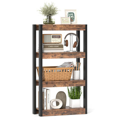 4 Tier Bookshelf Wooden Bookcase with Dual Anti-Tipping Kits