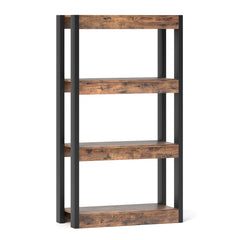 4 Tier Bookshelf Wooden Bookcase with Dual Anti-Tipping Kits