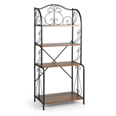 4-Tier Industrial Kitchen Baker's Rack with Open Shelves and X-Bar