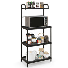 4-Tier Kitchen Microwave Storage Rack with Metal Shelves