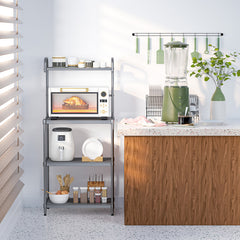 4-Tier Kitchen Microwave Storage Rack with Metal Shelves