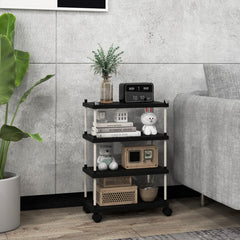 4-Tier Kitchen Slim Storage Cart with Lockable Wheels