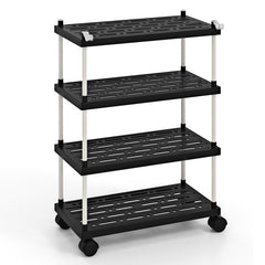 4-Tier Kitchen Slim Storage Cart with Lockable Wheels