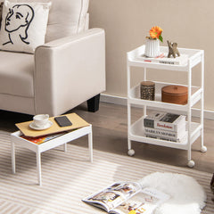 3/4 Tier Utility Rolling Cart with Detachable Tray Top and Locking Wheels