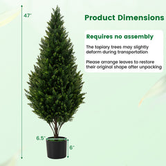 4 FT Artificial Topiary Tree Set of 2 for Indoor Outdoor Home Front Porch