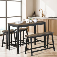 4 Piece Solid Wood Counter Height Dining Table Set