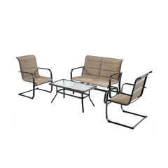 4 Pieces Outdoor Patio Furniture Set with Padded Glider Loveseat and Coffee Table