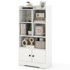 4 Tiers Bookshelf with 4 Cubes Display Shelf and 2 Doors