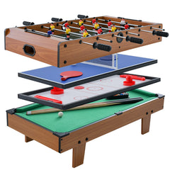 4-in-1 Combo Game Table Set Foosball Table with Billiards and Hockey