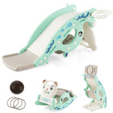 4-in-1 Kids Slide Rocking Horse with Basketball