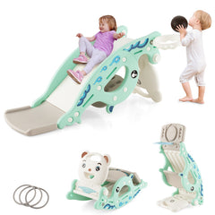 4-in-1 Kids Slide Rocking Horse with Basketball