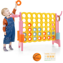 4-in-a-Row Connect Game with Basketball Hoop and Toss Ring