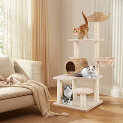 5-Layer Climbing Cat Tree with Sisal Scratching Posts and Washable Cushions