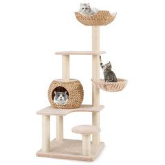 5-Layer Climbing Cat Tree with Sisal Scratching Posts and Washable Cushions